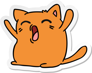 Bir insan tarafından çizilmiş kawaii kedisinin serbest sticker karikatürü.