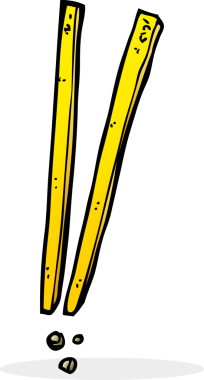 Bir insan tarafından çizilmiş yemek çubukları.