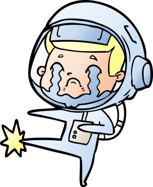 Bir insan tarafından çizilmiş ağlayan astronot çizgi filmi.