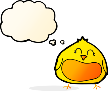 Bir insan tarafından çizilmiş düşünce baloncuklu şişman kuş.