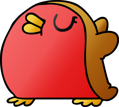 Serbest çizim gradyan çizgi film Şirin kawaii kırmızı robin bir insan tarafından çizildi