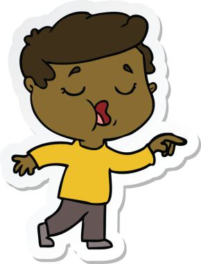 Bir insan tarafından çizilmiş bir karikatür adamın çıkartması.