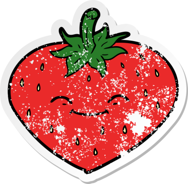 Bir insan tarafından çizilmiş karikatür çileğinin sıkıntılı çıkartması.