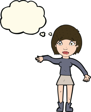 Bir insan tarafından çizilmiş düşünce balonlu bir karikatür.