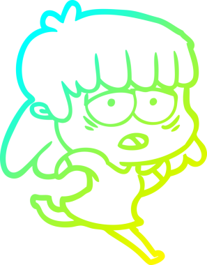 Bir insan tarafından çizilmiş, karikatür çizen yorgun bir kadın.