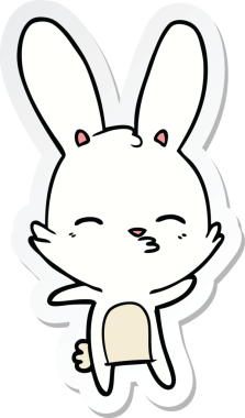 Bir insan tarafından çizilmiş meraklı bir tavşan karikatürü.