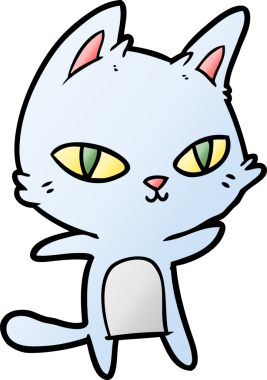 Bir insan tarafından çizilmiş çizgi film kedisi.