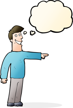 Bir insan tarafından çizilmiş düşünce baloncuğu olan bir adam.