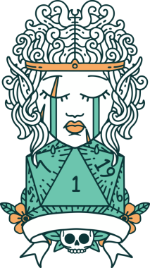 Retro Dövme Tarzı Üzgün Elf Barbar Karakteri Doğal bir insan tarafından çizilmiş