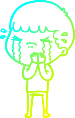 Bir insan tarafından çizilmiş ağlayan bir çizgi film karakteri çizimi.