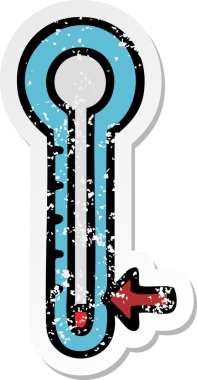 Bir insan tarafından çizilmiş sevimli bir çizgi film termometresinin sıkıntılı yapıştırması.