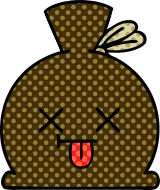 Bir insan tarafından çizilmiş bir çuval karikatürü.