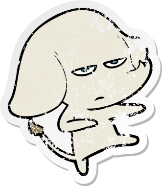 Bir insan tarafından çizilmiş kızgın bir fil çıkartması.