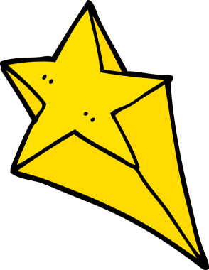 Bir insan tarafından çizilmiş bir çizgi film yıldızı.