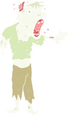 Bir insan tarafından çizilmiş bir zombinin düz renk çizimi