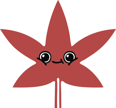 Bir insan tarafından çizilen sonbahar yaprağının düz renk retro karikatürü