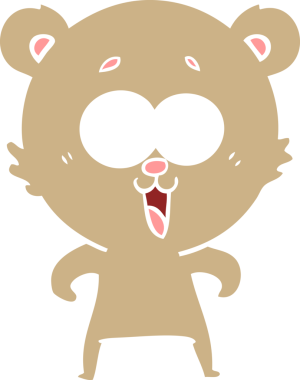 Bir insan tarafından çizilmiş gülen ayıcık düz renkli çizgi film.