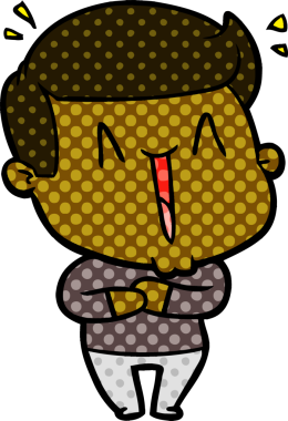 Bir insan tarafından çizilmiş heyecanlı bir çizgi film.