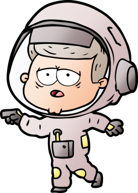 Bir insan tarafından çizilmiş yorgun astronot çizgi filmi.