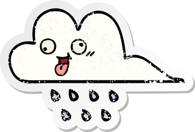 Bir insan tarafından çizilmiş tatlı bir yağmur bulutunun sıkıntılı çıkartması