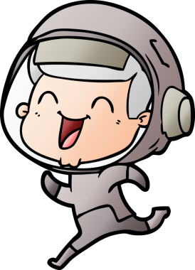 Bir insan tarafından çizilmiş mutlu astronot çizgi filmi.