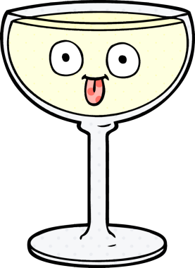 Bir insan tarafından çizilmiş bir şarap kadehi.