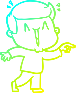 Bir insan tarafından çizilmiş, heyecanlı bir çizgi film çizimi.