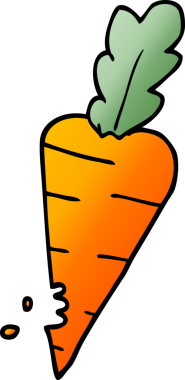 Bir insan tarafından çizilmiş ısırık izleri olan karalama havucu.