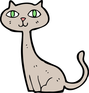 Bir insan tarafından çizilmiş çizgi film kedisi.