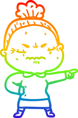 Gökkuşağı gradyan çizgi çizimi bir insan tarafından çizilmiş yaşlı bir kadın tarafından rahatsız edildi