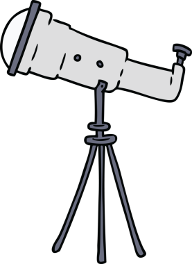 Bir insan tarafından çizilmiş büyük bir teleskop çizimi.