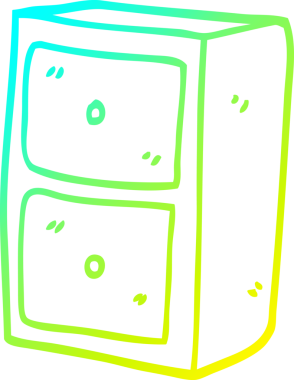 Bir insan tarafından çizilmiş bir karikatür dolabının soğuk gradyan çizimi