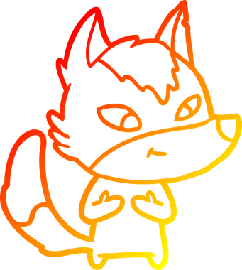 Bir insan tarafından çizilmiş dost canlısı bir kurt çizgi çizimi.