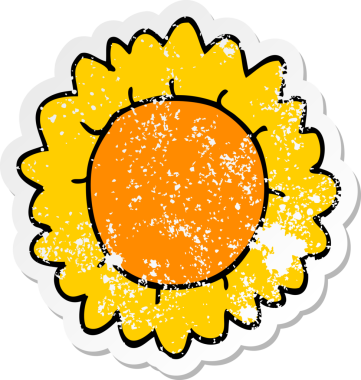 Bir insan tarafından çizilmiş karikatür çiçeğinin sıkıntılı çıkartması