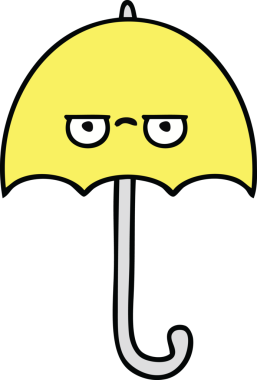 Bir insan tarafından çizilmiş şirin şemsiye karikatürü.