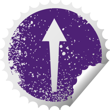 sıkıntılı dairesel soyma etiketi bir insan tarafından çizilmiş tuhaf sembol oku