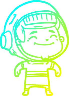 Bir insan tarafından çizilmiş mutlu bir astronotun soğuk gradyan çizimi.