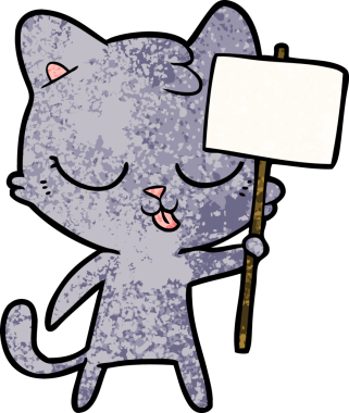 Bir insan tarafından çizilmiş çizgi film kedisi.