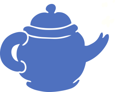 Bir insan tarafından çizilmiş mavi çay demliğinin karalaması.