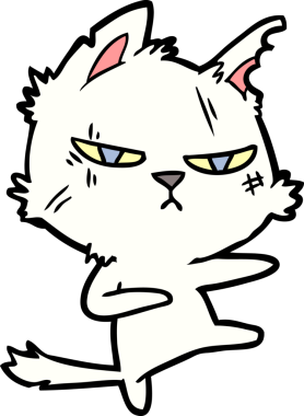 Bir insan tarafından çizilmiş sert çizgi film kedisi.