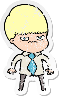 Bir insan tarafından çizilmiş bir çizgi film çocuğunun sıkıntılı çıkartması.