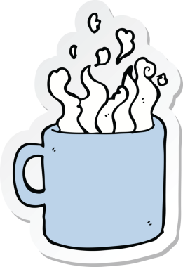 Bir insan tarafından çizilmiş sıcak kahve etiketi.