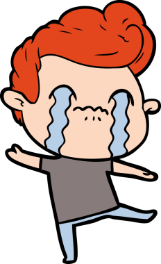 Bir insan tarafından çizilmiş ağlayan çizgi film adamı.