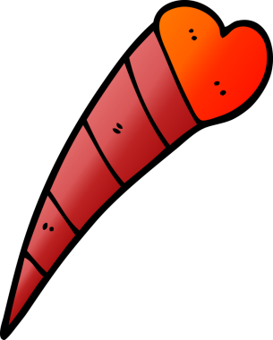 Bir insan tarafından çizilmiş karikatür kalp dekoratif elementi.