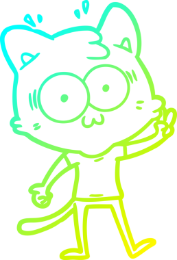 Bir çizgi filmin soğuk gradyan çizimi bir insan tarafından çizilmiş sürpriz bir kedi.