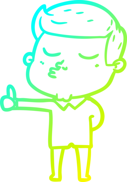 Çizgi film mankeni bir adamın insan tarafından çizilmiş soğuk gradyan çizimi.