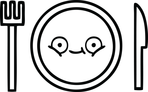 Bir insan tarafından çizilmiş bir yemek tabağının karikatürü.