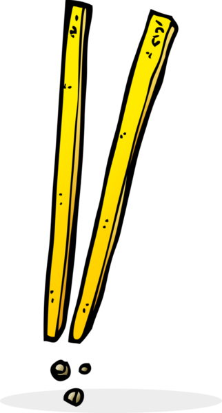 Bir insan tarafından çizilmiş yemek çubukları.