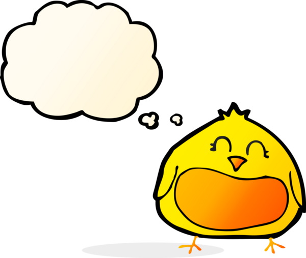 Bir insan tarafından çizilmiş düşünce baloncuklu şişman kuş.