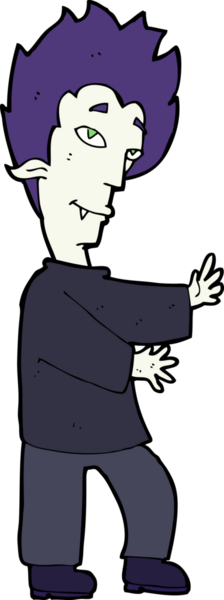 Bir insan tarafından çizilmiş bir vampir çizgi filmi.